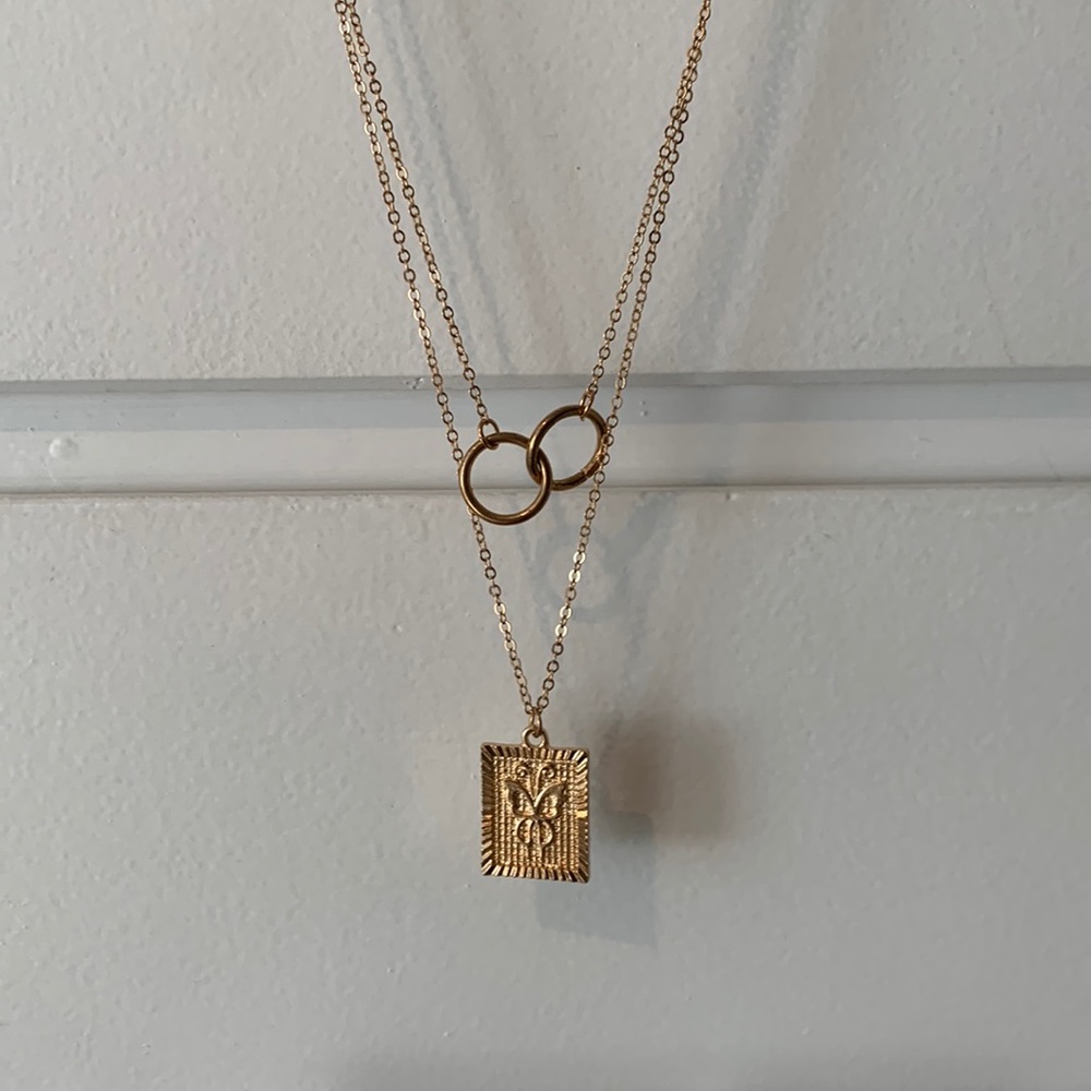 Gold Butterfly Layered Necklace